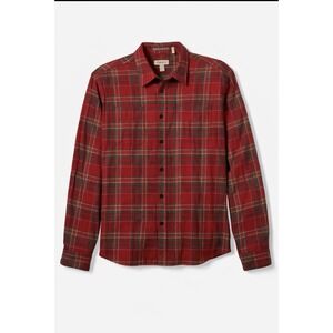 Toad&Co Mens Flannagan LS Flannel Shirt Red Organic Cotton Button‎ Up Size Large
